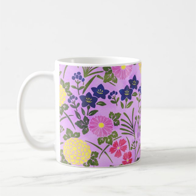 Pretty Purple Vintage Flower Pattern Kaffeetasse (Links)