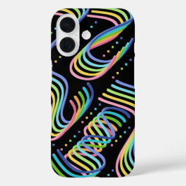 Pretty Rainbow Colored Ribbon Rows Pattern Art iPhone 16 Hülle