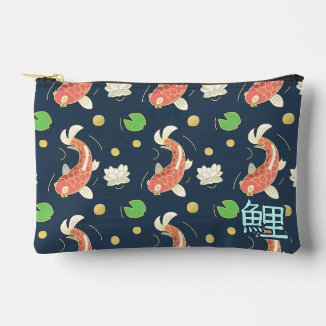 Pretty Red Koi With Kanji Zubehörtasche (Vorderseite)