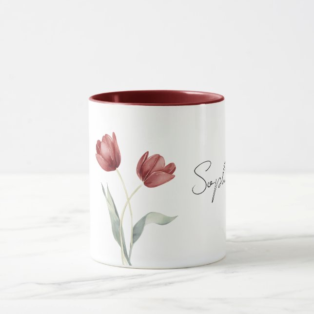 Pretty Red Tulip Flowers Tasse (Zentrum)