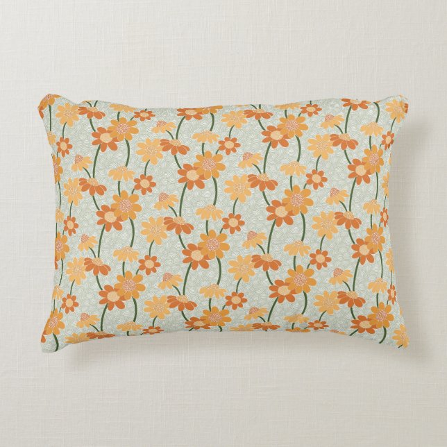 Pretty retro muted 1970s Flowers Dekokissen (Vorderseite)