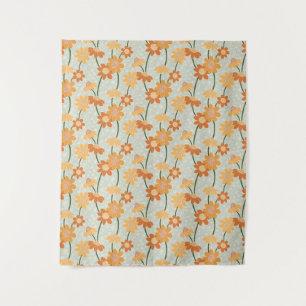 Pretty retro muted 1970s Flowers Wandteppich