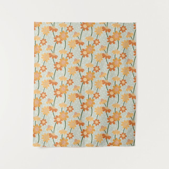 Pretty retro muted 1970s Flowers Wandteppich (Vorderseite)