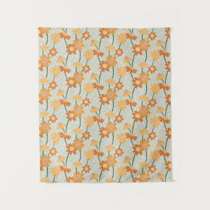 Pretty retro muted 1970s Flowers Wandteppich