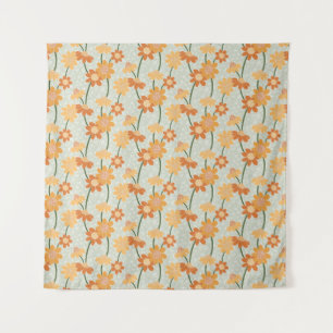 Pretty retro muted 1970s Flowers Wandteppich