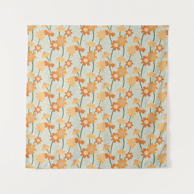 Pretty retro muted 1970s Flowers Wandteppich (Vorderseite)