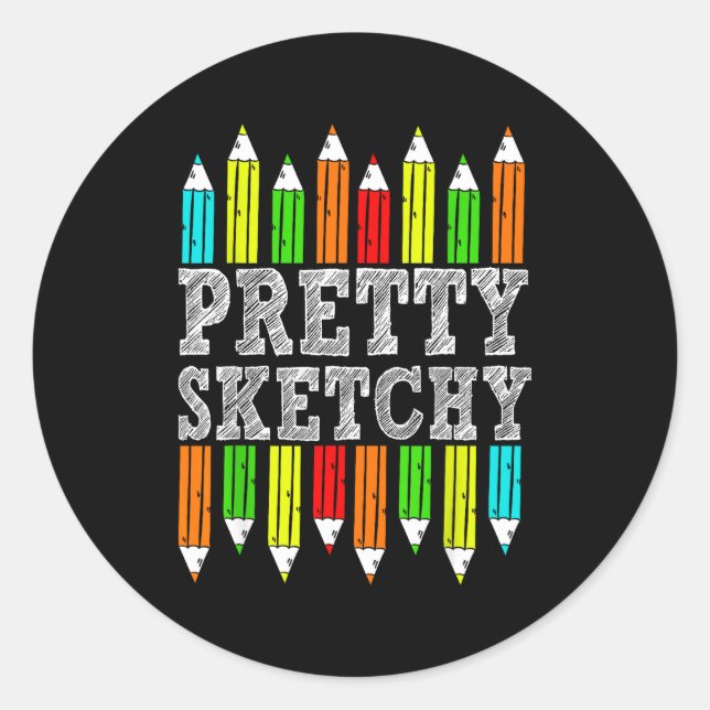 Pretty Sketchy Artist Drawing Humor Sketching Colo Runder Aufkleber (Vorderseite)