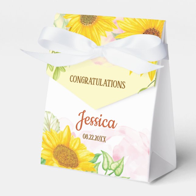 Pretty Sunflower Baby Shower  3"w x 1.5"l x 3.25"h Geschenkschachtel (Vorderseite)