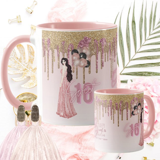 Pretty Sweet16 ROSEGOLD DRIPPING GLITTER BRUNETTE  Tasse (Von Creator hochgeladen)