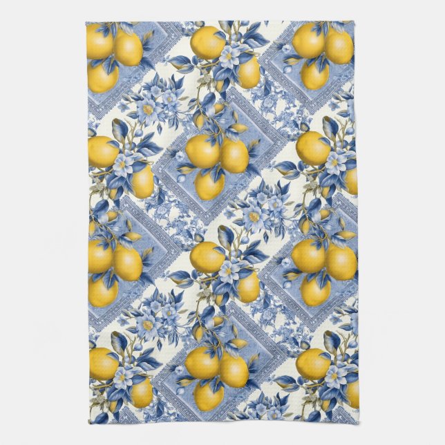 Pretty Talavera Tile All-Over Print Lemons Geschirrtuch (Vertikal)