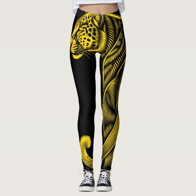 Pretty Trendy Leopard Print Gold Leggings (Vorderseite)