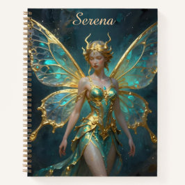 Pretty Turquoise and Gold Fairy Personalized Notizbuch
