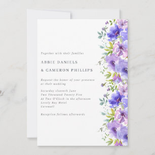 Pretty Violet Flowers Border Wedding Invitation Einladung