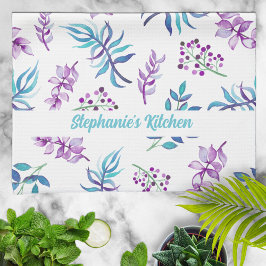 Pretty Watercolor Floral Garden Personalized Geschirrtuch
