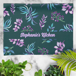Pretty Watercolor Floral Garden Personalized Geschirrtuch