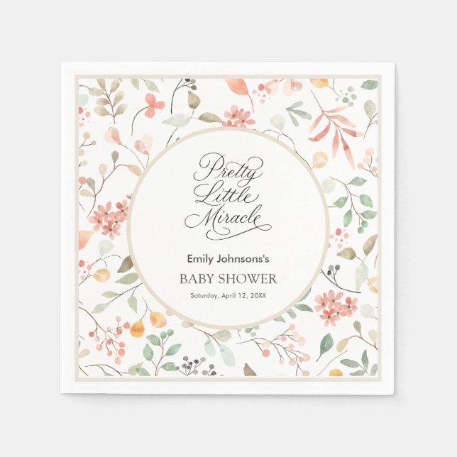 Pretty Watercolor Wildflower Baby Shower  Serviette (Vorderseite)
