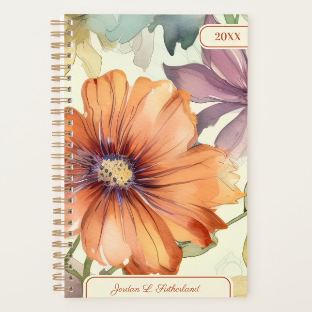 Pretty Watercolor Wildflower Personalized Logo Planer (Vorderseite)