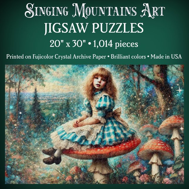 Pretty Watercolor Wonderland Alice On Mushroom Puzzle (Von Creator hochgeladen)