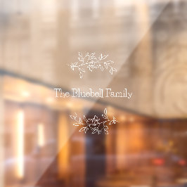 Pretty White Elegant Family Name Botanical Leaf Fensteraufkleber