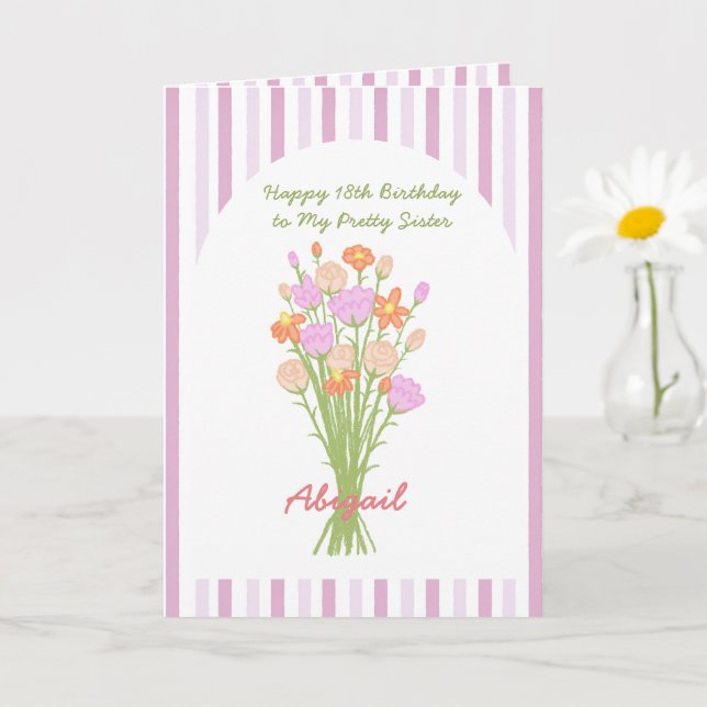 Pretty Wildflower Happy 18th Birthday for Sister  Karte (Kleine Pflanze)