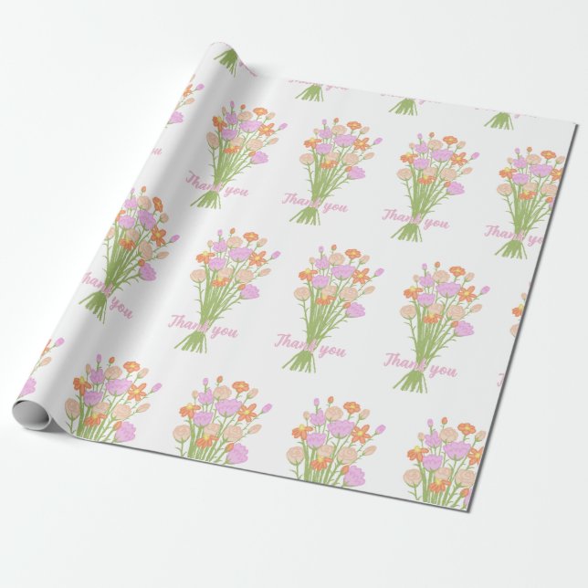 Pretty Wildflower Pastel Bridal Shower Thank You  Geschenkpapier (Ungerollt)