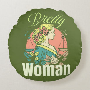 Pretty Woman – Faszinierende Schönheitsillustratio Rundes Kissen