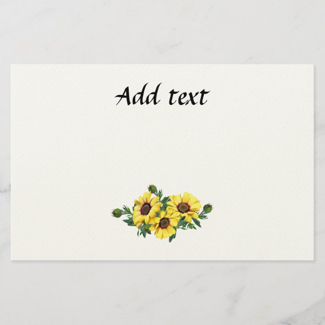 Pretty Yellow Sunflower Arrangement template Briefpapier (Vorderseite)