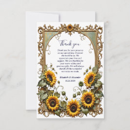 Pretty Yellow sunflower with art frame wedding Dankeskarte
