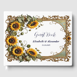 Pretty Yellow sunflower with art frame wedding Gästebuch