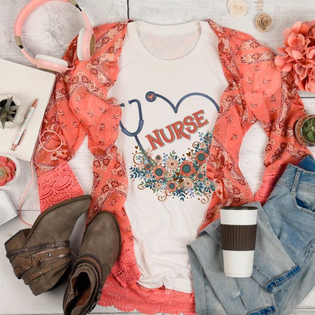 PrettyFloral Nurse Stethoscope Inspirivity T - Shi T-Shirt (Von Creator hochgeladen)