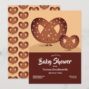 Pretzel Baby Dusche Braun Feinschmecker Niedlicher Einladung