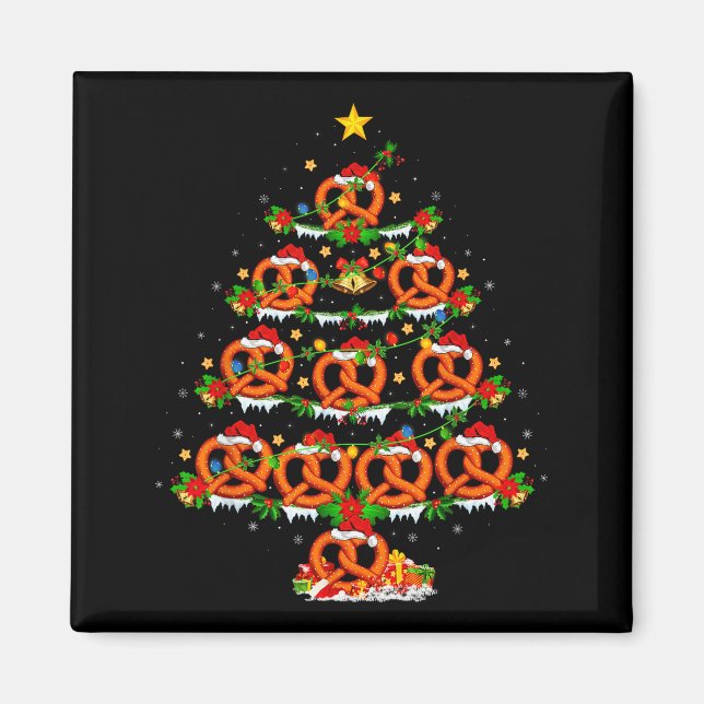 Pretzel Lover Xmas Lighting Pretzel Christmas Tree Magnet (Vorne)