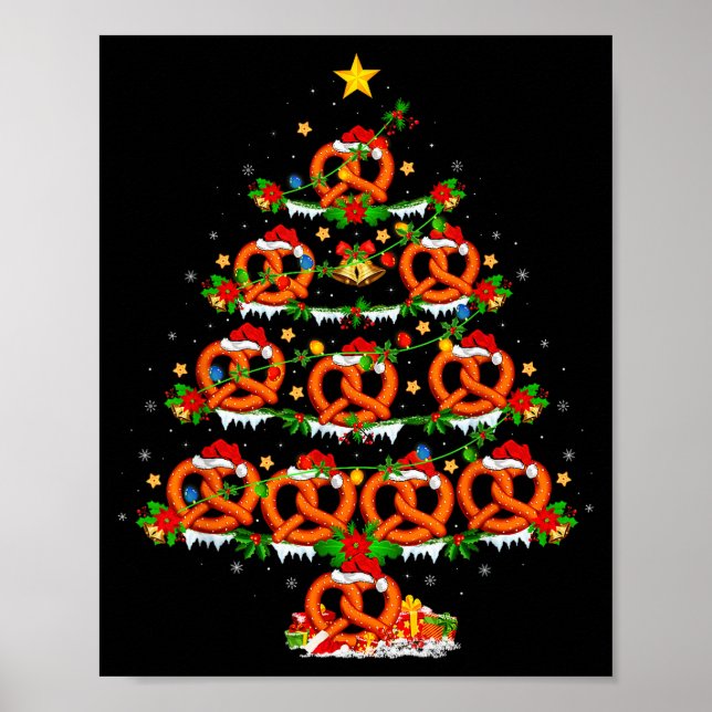 Pretzel Lover Xmas Lighting Pretzel Christmas Tree Poster (Vorne)