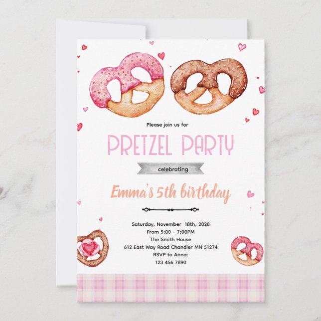 Pretzel party theme invitation einladung (Vorderseite)