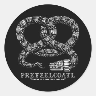 Pretzelcoatl -b/w runder aufkleber