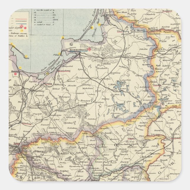 Preußen und Polen 2 Quadratischer Aufkleber (Vorderseite)