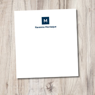 Preußisch Blau Moderne Chic Trendige Monogramm Nam Notizblock