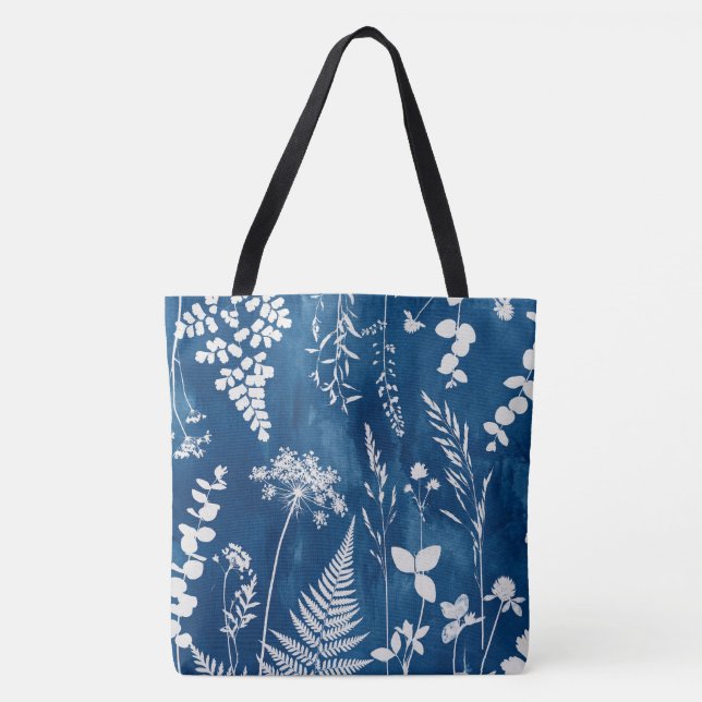 Preußisch Indigo Blau Cyanotyp Farn Botanische Kun (Vorderseite)