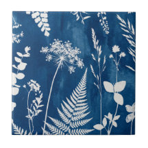 Preußisch Indigo Blau Cyanotyp Farn Botanische Kun