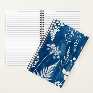 Preußisch Indigo Blau Cyanotyp Farn Botanische Kun Notizbuch