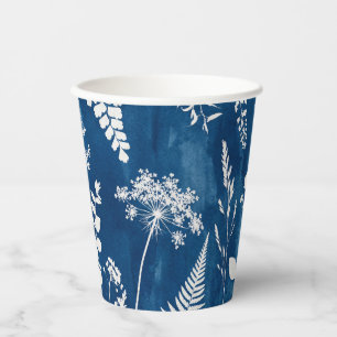 Preußisch Indigo Blau Cyanotyp Farn Botanische Kun Pappbecher