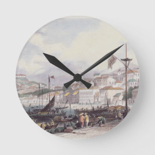 Pria groß, Macao, c.1850 (Farbelitho) Runde Wanduhr
