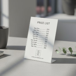 Price List Menu Business Custom Logo Sockelschild