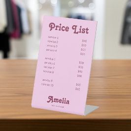 Price List Service Retro Pink Sockelschild