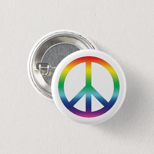 Price Peace Symbol Anti War lgbtq Gay Regenbogen Button (Vorne & Hinten)