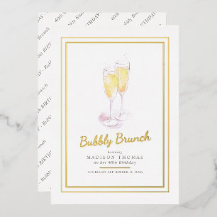 Prickelnder Brunch Champagner-Blasen-Event 40. Folieneinladung