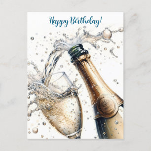 Prickelnder Champagner Alles Gute zum Geburtstag Postkarte