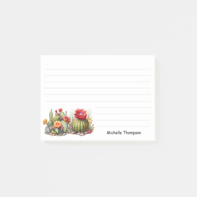 Prickly Cacti Watercolor Post-it Klebezettel (Vorderseite)