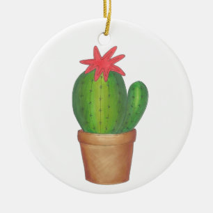 Prickly Green Cactus Blume gepotted Pflanze Garden Keramikornament