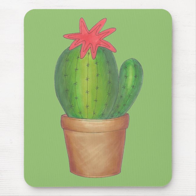 Prickly Green Cactus Garden Blume gepunktete Pflan Mousepad (Vorne)